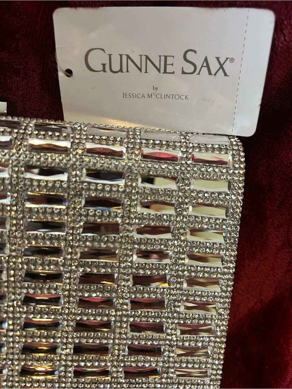 Gunne Sax by Jessica McClintock Silver Crystal Evening Clutch